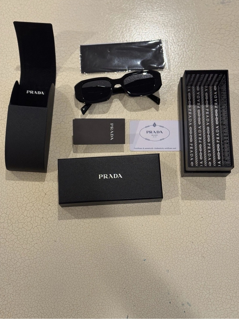 Prada Black Sunglasses with Branded Case and Box